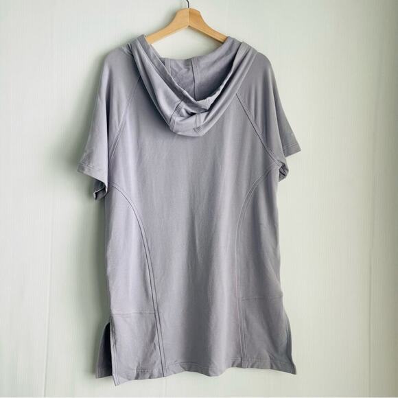 Athleta Cabana Tunic Hoodie Sweatshirt Muted Lilac siz Small hooded short sleeve - Picture 3 of 8